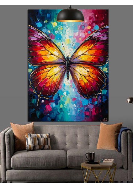 Renkli Kelebek Kanat Sanatı Dekoratif Kanvas - Mdf Ahşap Tablo indirimleri