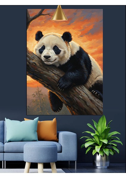 Panda Ayısı Ağaç Dalında Dekoratif Kanvas - Mdf Ahşap Tablo fiyatları