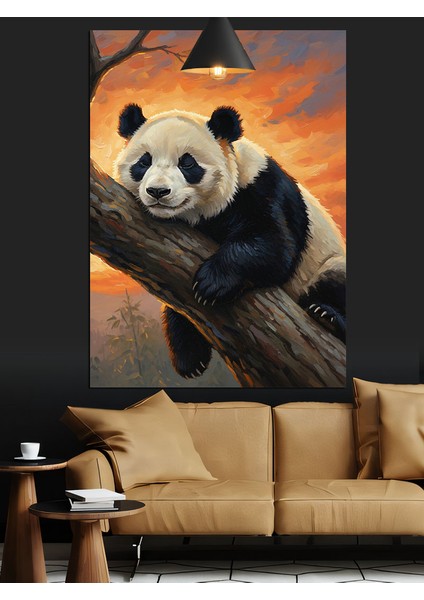 Panda Ayısı Ağaç Dalında Dekoratif Kanvas - Mdf Ahşap Tablo modelleri