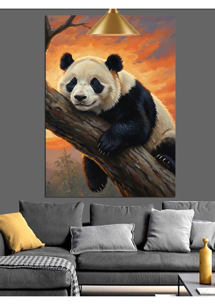 Panda Ayısı Ağaç Dalında Dekoratif Kanvas - Mdf Ahşap Tablo fırsatları