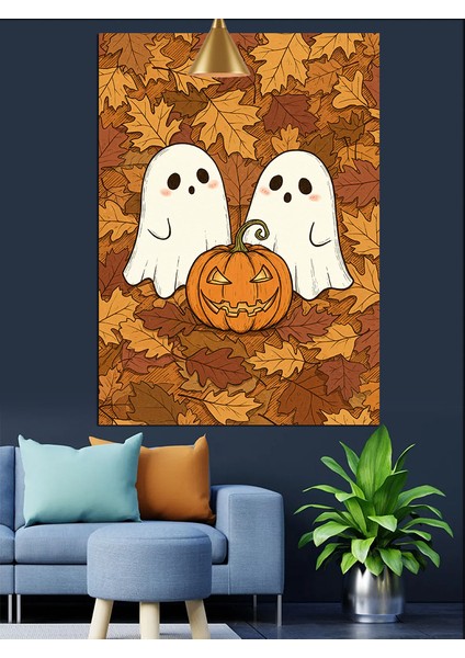 Cadılar Bayramı Hayaletler ve Balkabağı Dekoratif Kanvas - Mdf Ahşap Tablo fiyatları