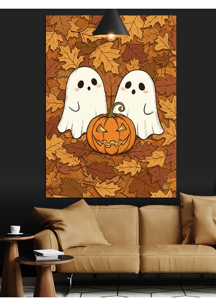 Cadılar Bayramı Hayaletler ve Balkabağı Dekoratif Kanvas - Mdf Ahşap Tablo modelleri