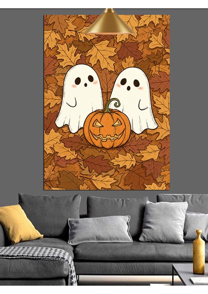 Cadılar Bayramı Hayaletler ve Balkabağı Dekoratif Kanvas - Mdf Ahşap Tablo fırsatları