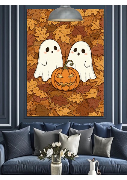 Cadılar Bayramı Hayaletler ve Balkabağı Dekoratif Kanvas - Mdf Ahşap Tablo indirimleri