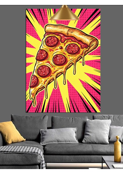 Pizza Dilimi Pop Sanatı Dekoratif Kanvas - Mdf Ahşap Tablo fiyatları
