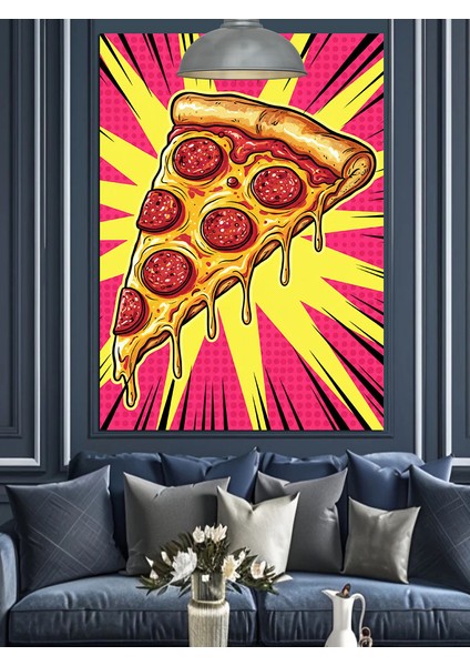 Pizza Dilimi Pop Sanatı Dekoratif Kanvas - Mdf Ahşap Tablo modelleri