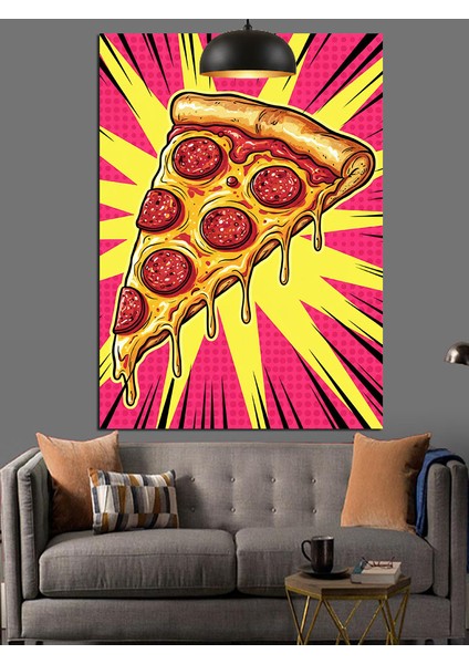 Pizza Dilimi Pop Sanatı Dekoratif Kanvas - Mdf Ahşap Tablo fırsatları