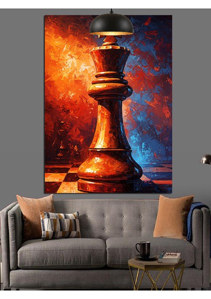 Satranç Tahtası Şah Figürü Dekoratif Kanvas - Mdf Ahşap Tablo modelleri