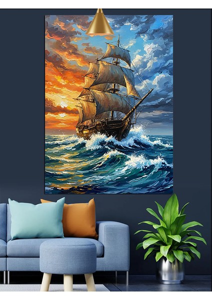 Yelkenli Gemi Deniz Seyahati Dekoratif Kanvas - Mdf Ahşap Tablo fiyatları