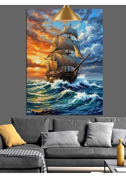 Yelkenli Gemi Deniz Seyahati Dekoratif Kanvas - Mdf Ahşap Tablo fırsatları