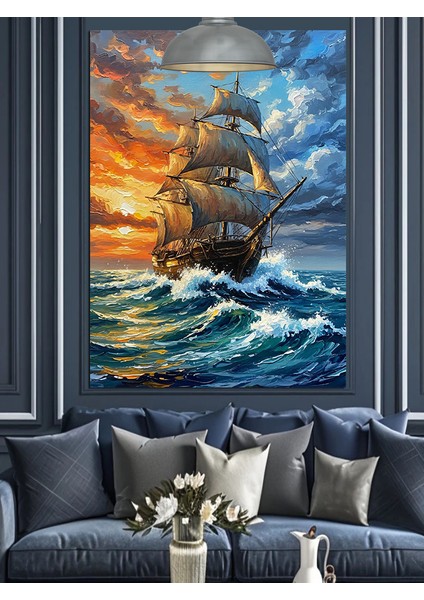 Yelkenli Gemi Deniz Seyahati Dekoratif Kanvas - Mdf Ahşap Tablo indirimleri