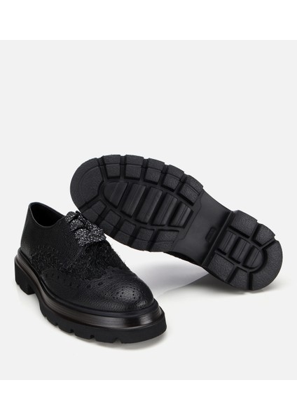02AYH312350A100 ERKEK Deri Siyah Kırçıllı Yüksek Tabanlı Günlük Ayakkabı