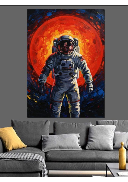 Kırmızı Ay Astronot Sanatı Dekoratif Kanvas - Mdf Ahşap Tablo fiyatları