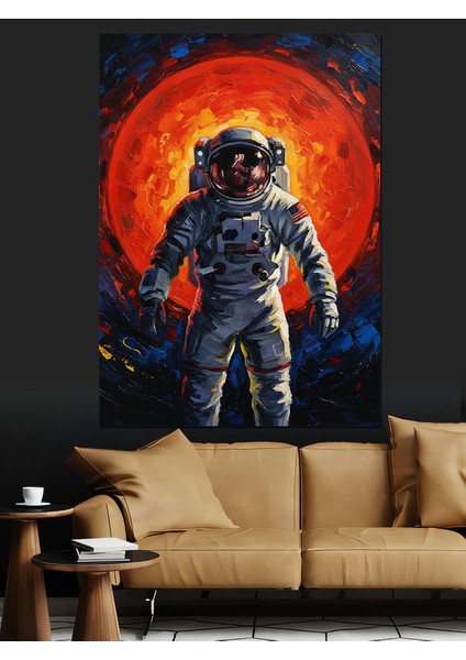 Kırmızı Ay Astronot Sanatı Dekoratif Kanvas - Mdf Ahşap Tablo indirimleri
