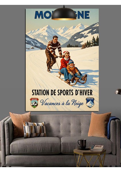 Montagne Vintage Kayak Posteri Dekoratif Kanvas - Mdf Ahşap Tablo