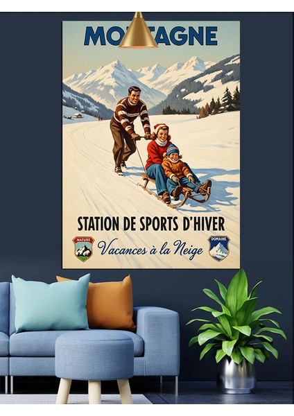 Montagne Vintage Kayak Posteri Dekoratif Kanvas - Mdf Ahşap Tablo fiyatları