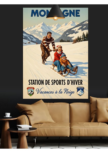 Montagne Vintage Kayak Posteri Dekoratif Kanvas - Mdf Ahşap Tablo modelleri