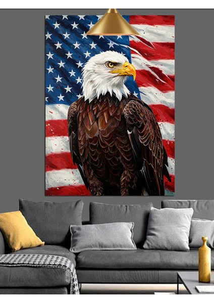 Amerikan Kartalı Bayrak Sanatı Dekoratif Kanvas - Mdf Ahşap Tablo fiyatları