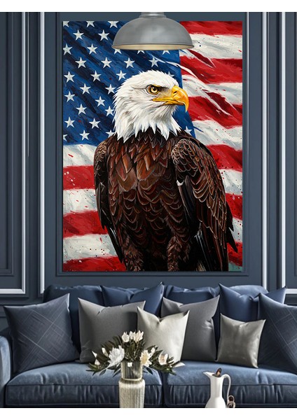 Amerikan Kartalı Bayrak Sanatı Dekoratif Kanvas - Mdf Ahşap Tablo modelleri