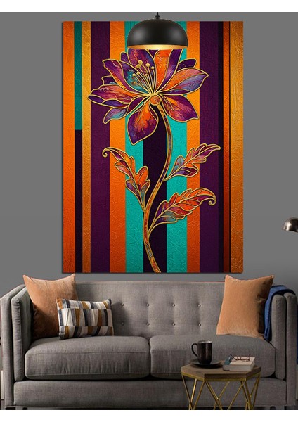 Renkli Tek Çiçek Soyut Sanat Dekoratif Kanvas - Mdf Ahşap Tablo fiyatları