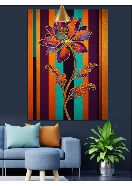 Renkli Tek Çiçek Soyut Sanat Dekoratif Kanvas - Mdf Ahşap Tablo modelleri