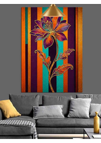 Renkli Tek Çiçek Soyut Sanat Dekoratif Kanvas - Mdf Ahşap Tablo indirimleri