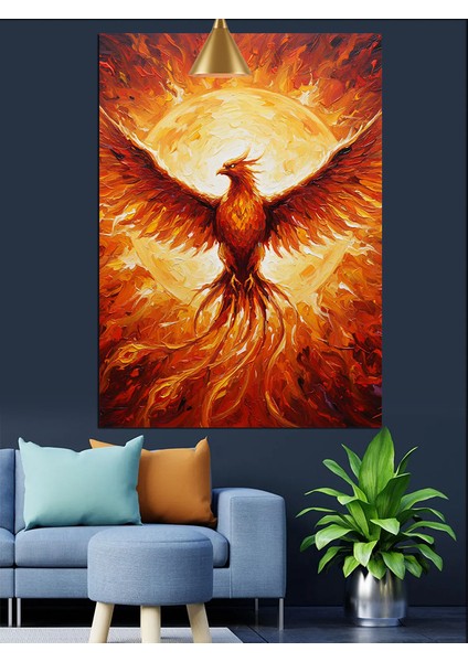 Kızıl Anka Kuşu Yükselişi Dekoratif Kanvas - Mdf Ahşap Tablo