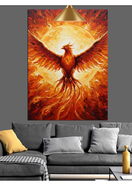 Kızıl Anka Kuşu Yükselişi Dekoratif Kanvas - Mdf Ahşap Tablo modelleri