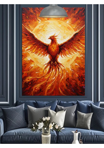 Kızıl Anka Kuşu Yükselişi Dekoratif Kanvas - Mdf Ahşap Tablo fırsatları