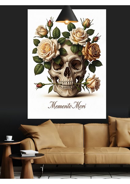 Çiçekli Kuru Kafa Romantik Dekoratif Kanvas - Mdf Ahşap Tablo modelleri
