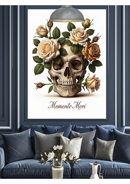 Çiçekli Kuru Kafa Romantik Dekoratif Kanvas - Mdf Ahşap Tablo indirimleri