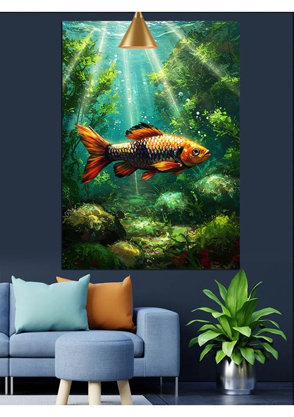 Güneş Işığında Yüzen Balık Dekoratif Kanvas - Mdf Ahşap Tablo modelleri