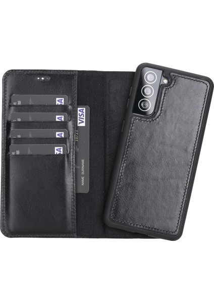 Samsung Galaxy S21 Plus Uyumlu Deri Cüzdanlı Kılıf Rst1 Siyah indirimleri