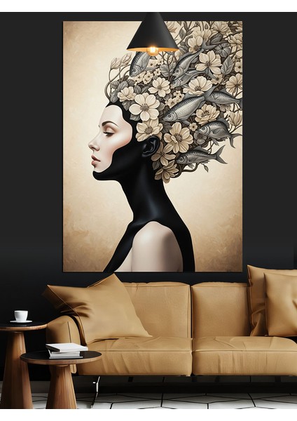 Ağaç Saçlı Kadın Portresi Dekoratif Kanvas - Mdf Ahşap Tablo