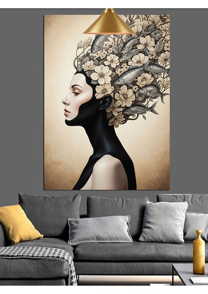 Ağaç Saçlı Kadın Portresi Dekoratif Kanvas - Mdf Ahşap Tablo fiyatları