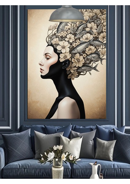 Ağaç Saçlı Kadın Portresi Dekoratif Kanvas - Mdf Ahşap Tablo modelleri