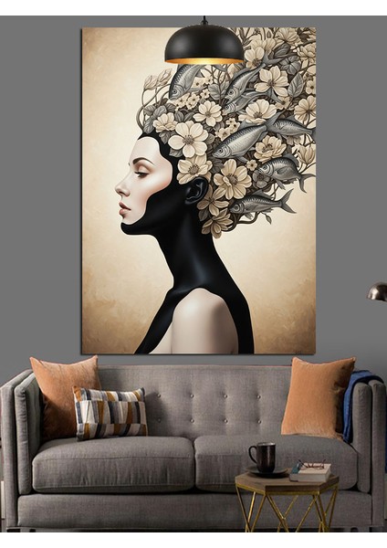 Ağaç Saçlı Kadın Portresi Dekoratif Kanvas - Mdf Ahşap Tablo fırsatları