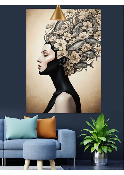 Ağaç Saçlı Kadın Portresi Dekoratif Kanvas - Mdf Ahşap Tablo indirimleri