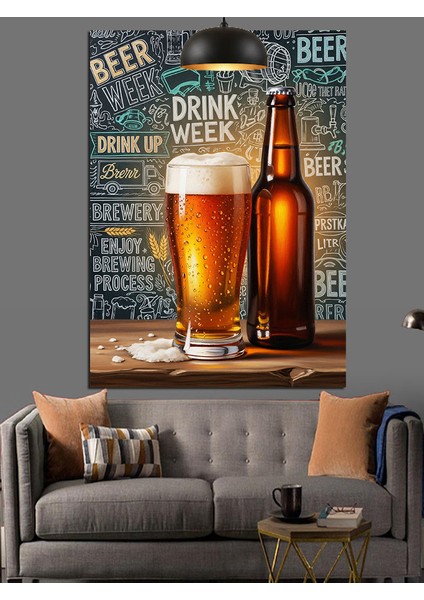 Soğuk Bira Şişesi Bardağı Reklam Afişi Dekoratif Kanvas - Mdf Ahşap Tablo fiyatları