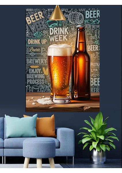 Soğuk Bira Şişesi Bardağı Reklam Afişi Dekoratif Kanvas - Mdf Ahşap Tablo modelleri