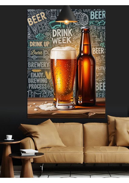 Soğuk Bira Şişesi Bardağı Reklam Afişi Dekoratif Kanvas - Mdf Ahşap Tablo fırsatları