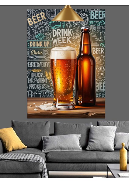 Soğuk Bira Şişesi Bardağı Reklam Afişi Dekoratif Kanvas - Mdf Ahşap Tablo indirimleri