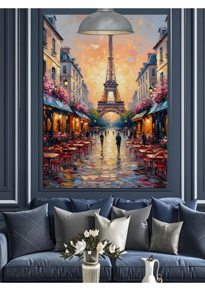 Eyfel Kulesi Yansımalı Şehir Manzarası Dekoratif Kanvas - Mdf Ahşap Tablo