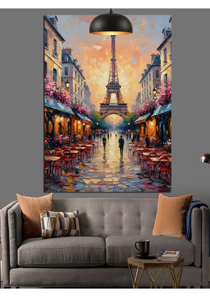 Eyfel Kulesi Yansımalı Şehir Manzarası Dekoratif Kanvas - Mdf Ahşap Tablo fiyatları