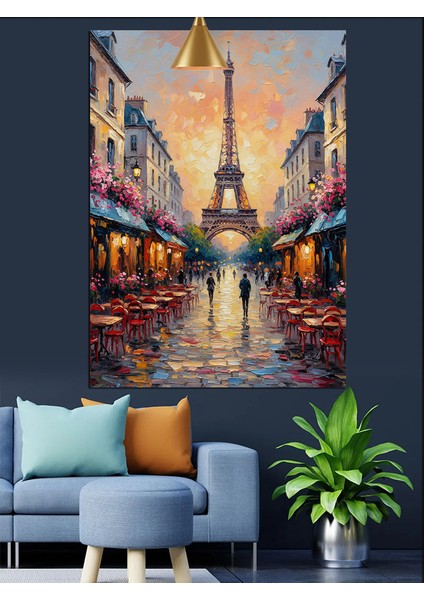 Eyfel Kulesi Yansımalı Şehir Manzarası Dekoratif Kanvas - Mdf Ahşap Tablo modelleri