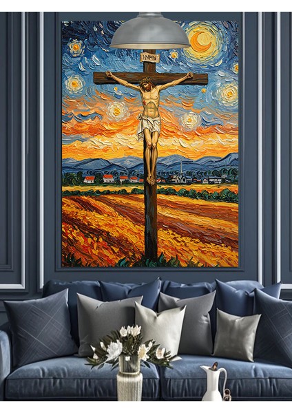 Çarmıha Gerilmiş Isa Manzarası Dekoratif Kanvas - Mdf Ahşap Tablo fiyatları