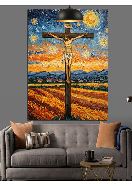 Çarmıha Gerilmiş Isa Manzarası Dekoratif Kanvas - Mdf Ahşap Tablo modelleri