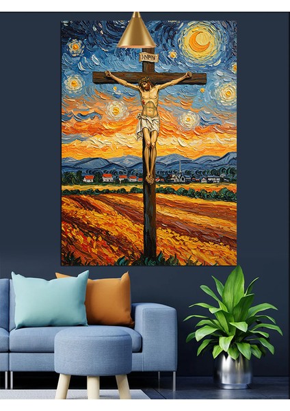 Çarmıha Gerilmiş Isa Manzarası Dekoratif Kanvas - Mdf Ahşap Tablo fırsatları