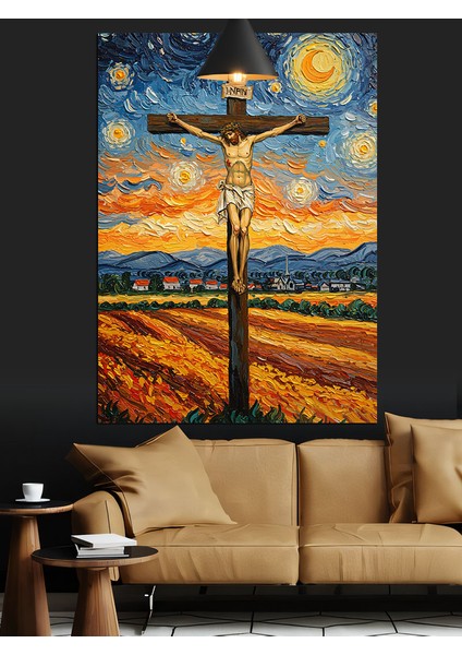 Çarmıha Gerilmiş Isa Manzarası Dekoratif Kanvas - Mdf Ahşap Tablo indirimleri