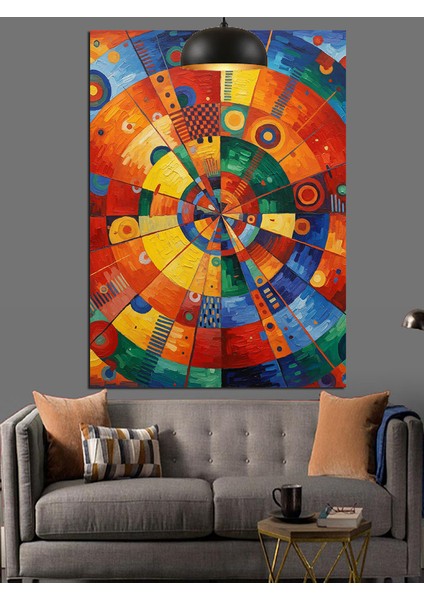 Renkli Tekerlek Soyut Sanat Dekoratif Kanvas - Mdf Ahşap Tablo